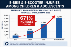 graph displaying data of E-Bike & E-Scooter Injuries Among Children & Adolescents
