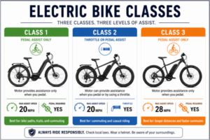 graphic showing the different classes of electric bikes